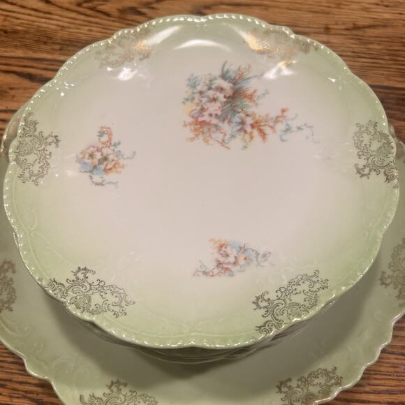 Antique Imperial Austria China Porcelain LUNCHEON SET 6 Plates + LG SERVING PL - Picture 2 of 13